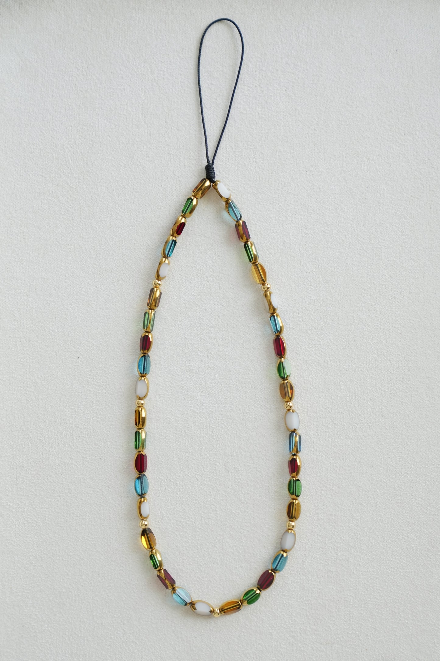 Vintage Crystal Beaded Phone Charm, Rainbow Style