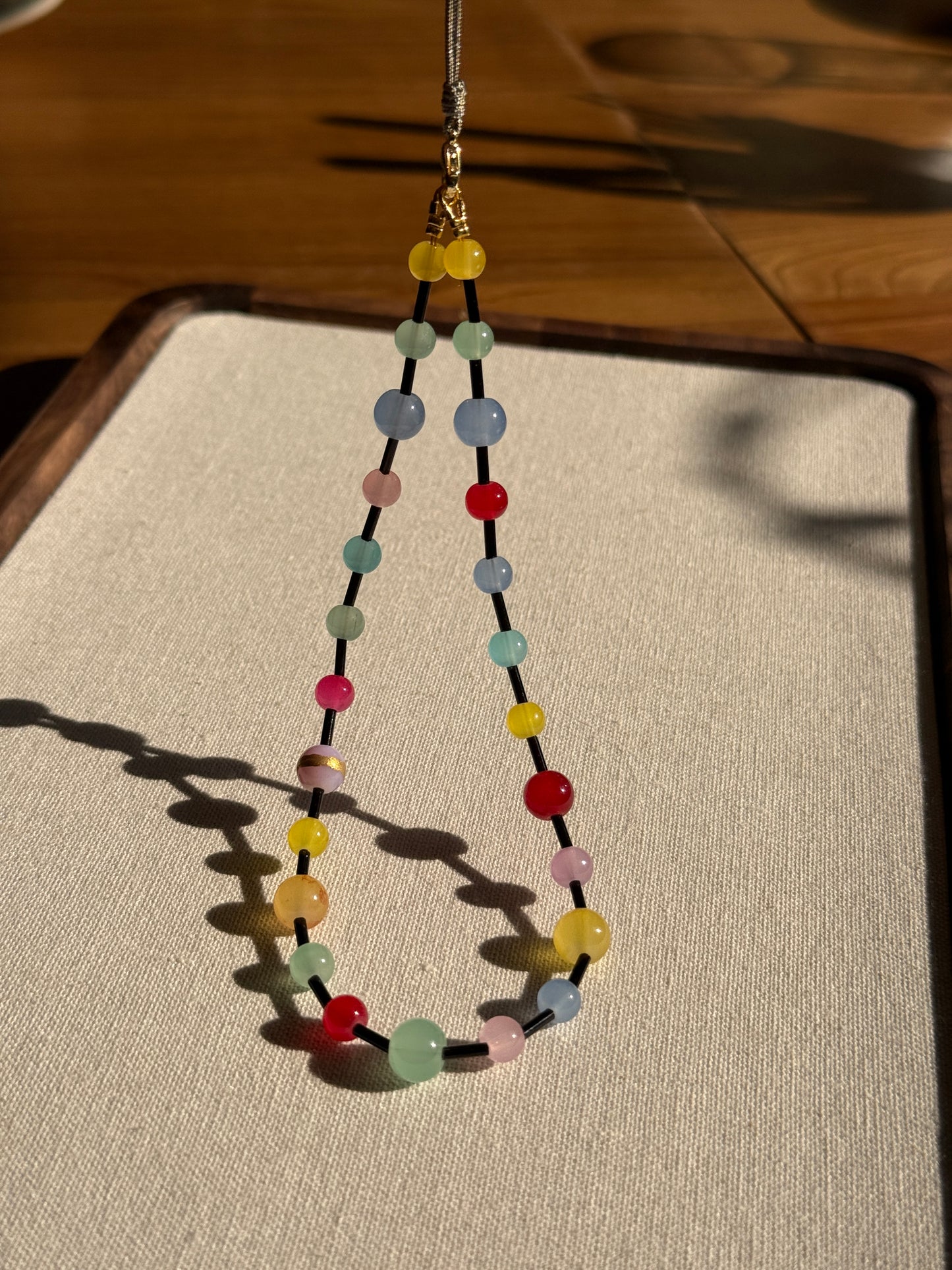 Rainbow Candy Beaded Phone Charm: Colorful Phone Wrist Strap