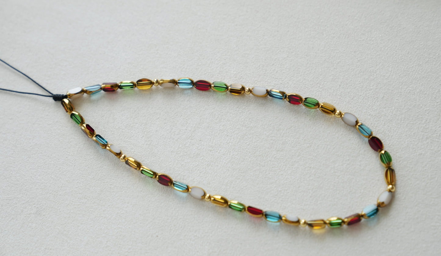 Vintage Crystal Beaded Phone Charm, Rainbow Style