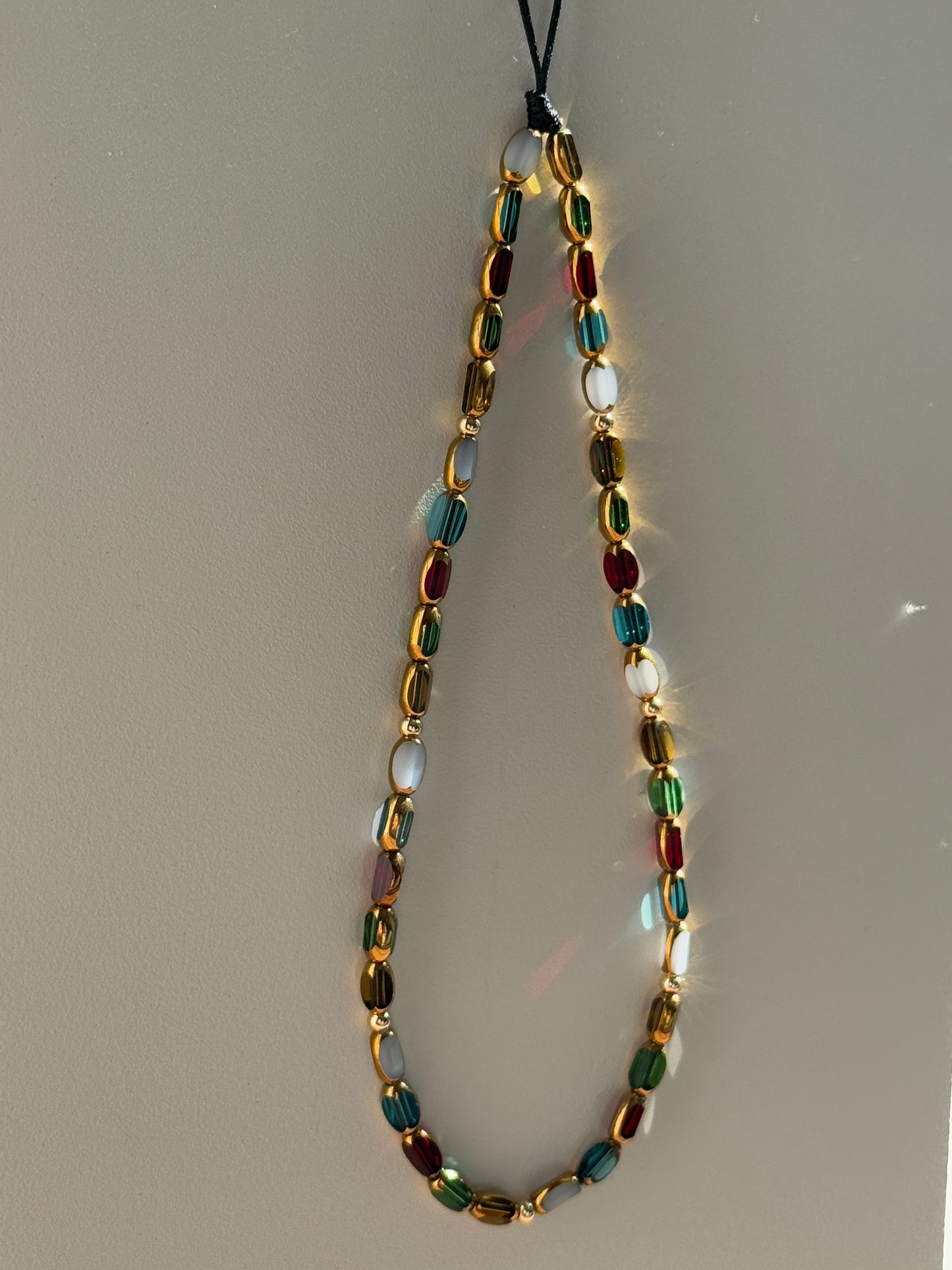 Vintage Crystal Beaded Phone Charm, Rainbow Style
