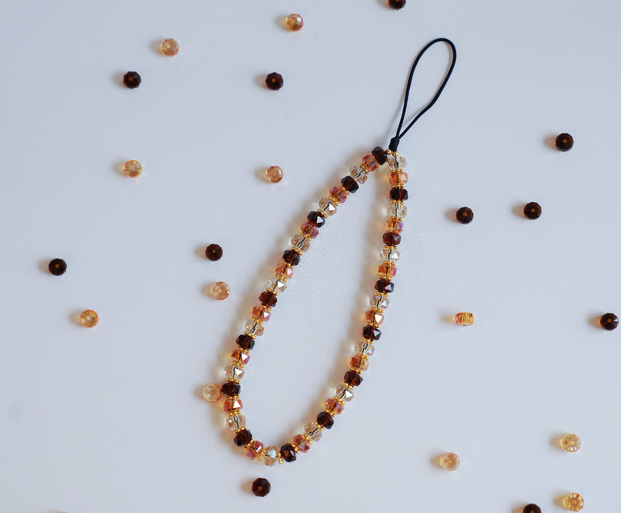 Toffee Crystal Beaded Phone Charm