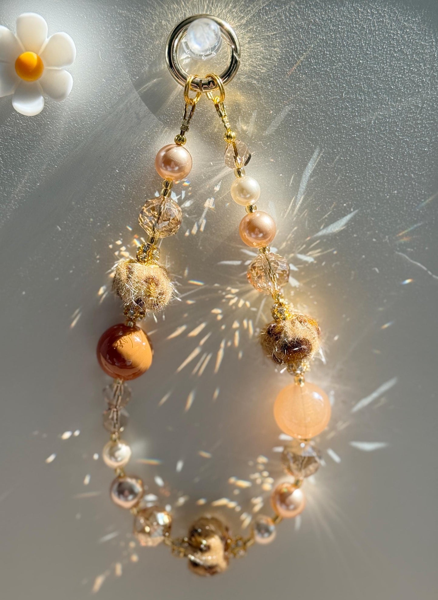 Animal Print Beaded Phone Charm, Pearl Phone Chain, Phone Wrist Strap, Brown Phone Charm, Phone Accessories, Valentine's Day Gifts