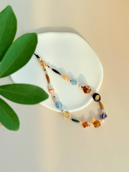 Vintage Boho Beaded Phone Charm, Czech Beads