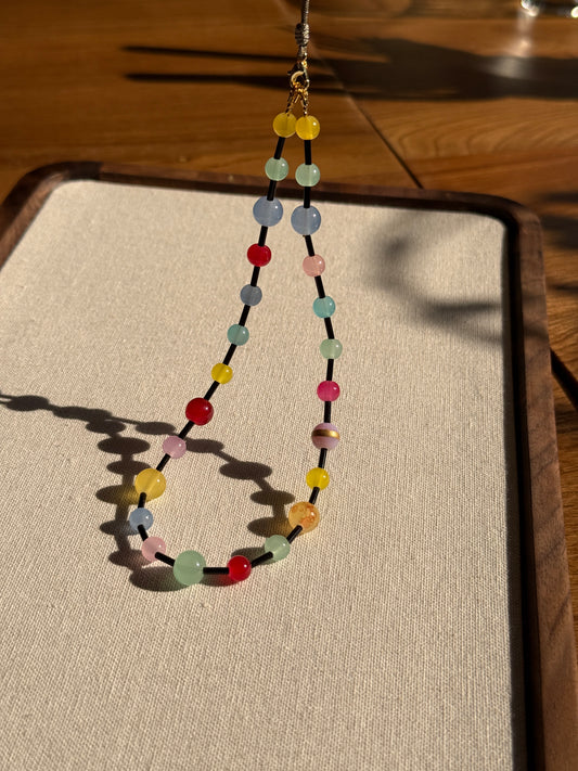 Rainbow Candy Beaded Phone Charm: Colorful Phone Wrist Strap