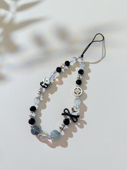 Cute Panda Phone Charm, Black Phone Charm, Pet Phone Charm