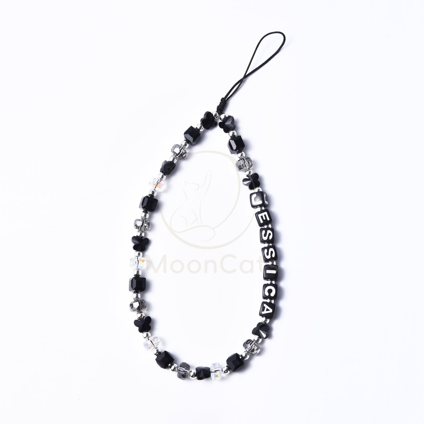 Personalized Crystal Beaded Phone Charm, Phone Strap