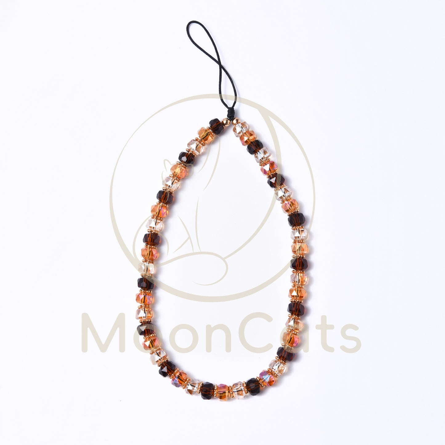 Toffee Beaded Phone Charm, Beaded Phone Strap, Crystal Beads