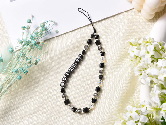 Personalized Crystal Beaded Phone Charm, Phone Strap
