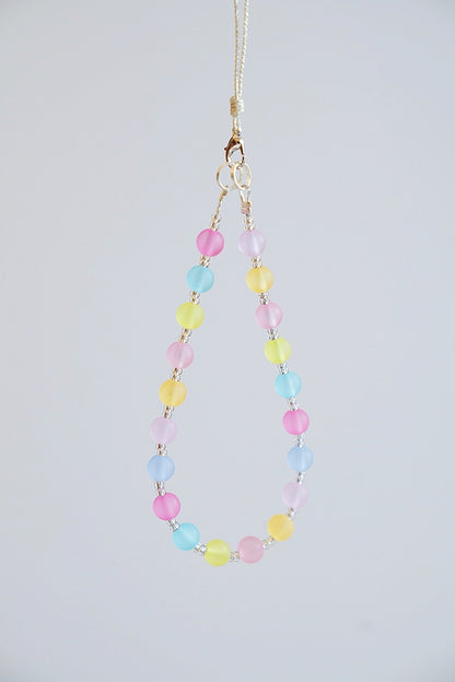 Macaron Bead Phone Charm Strap: Colorful Wristlet