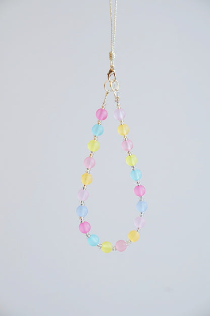 Macaron Bead Phone Charm Strap: Colorful Wristlet