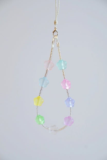 Flower Bead Phone Charm Strap: Colorful Wristlet