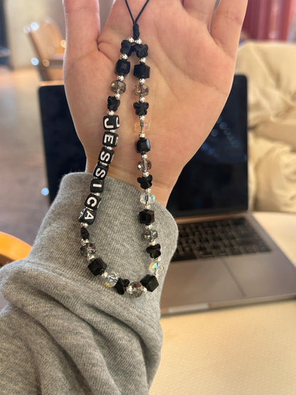 Personalized Crystal Beaded Phone Charm, Phone Strap