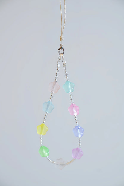 Flower Bead Phone Charm Strap: Colorful Wristlet