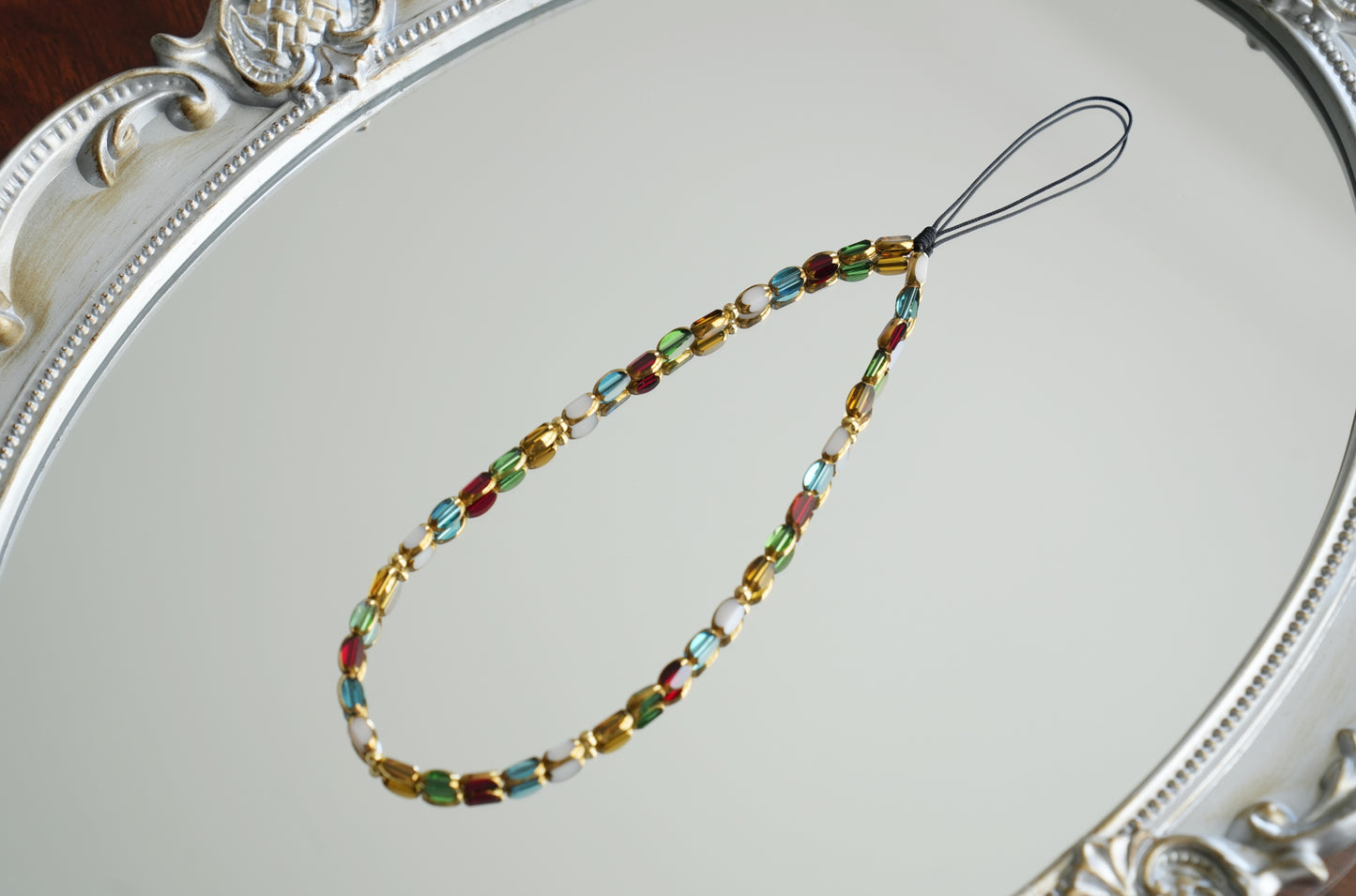 Vintage Crystal Beaded Phone Charm, Rainbow Style