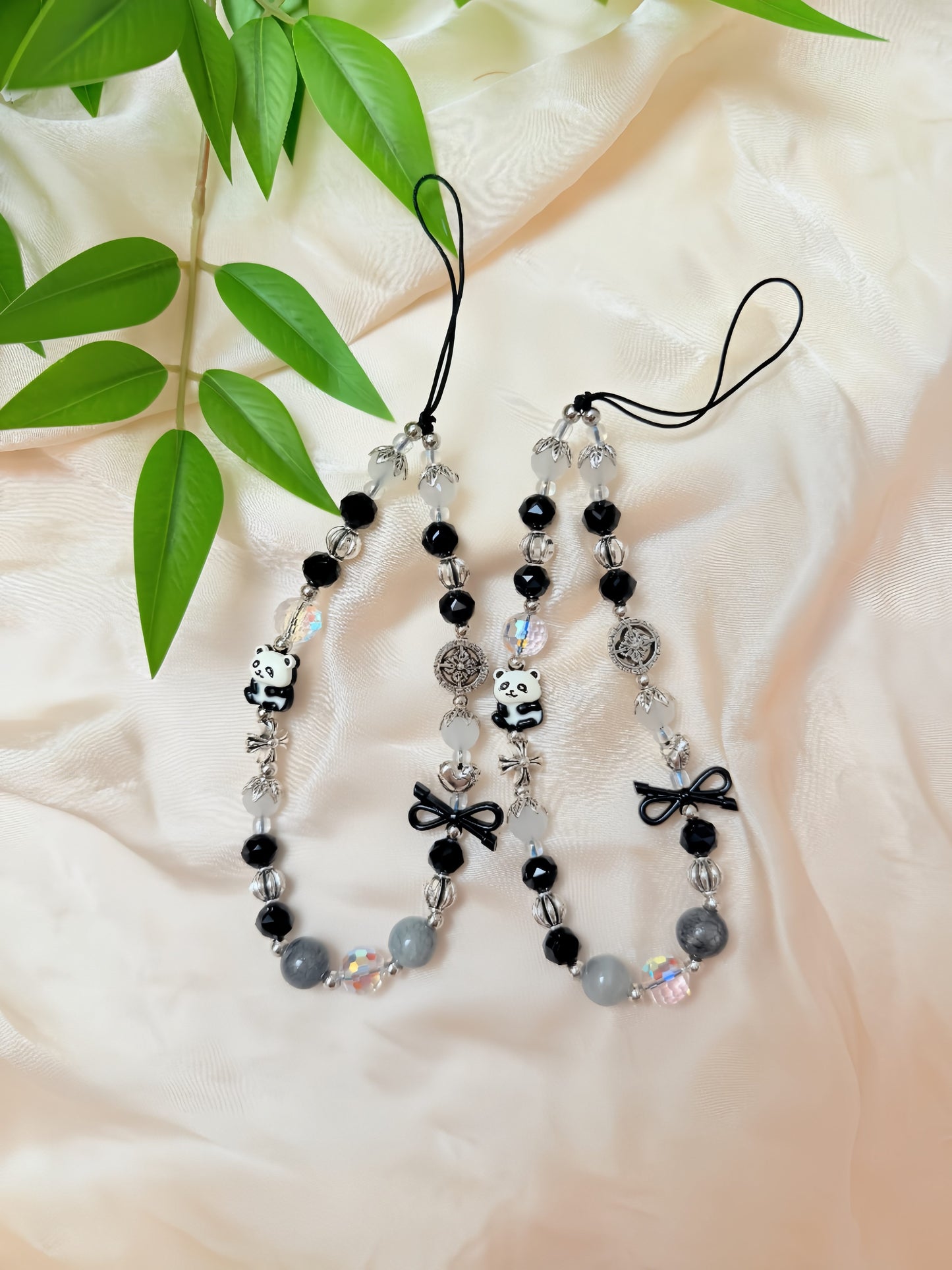 Cute Panda Phone Charm, Black Phone Charm, Pet Phone Charm