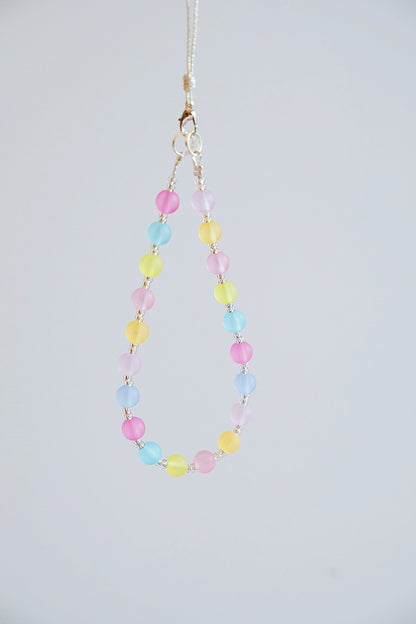Macaron Bead Phone Charm Strap: Colorful Wristlet