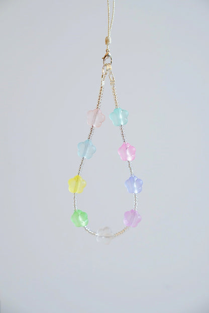 Flower Bead Phone Charm Strap: Colorful Wristlet