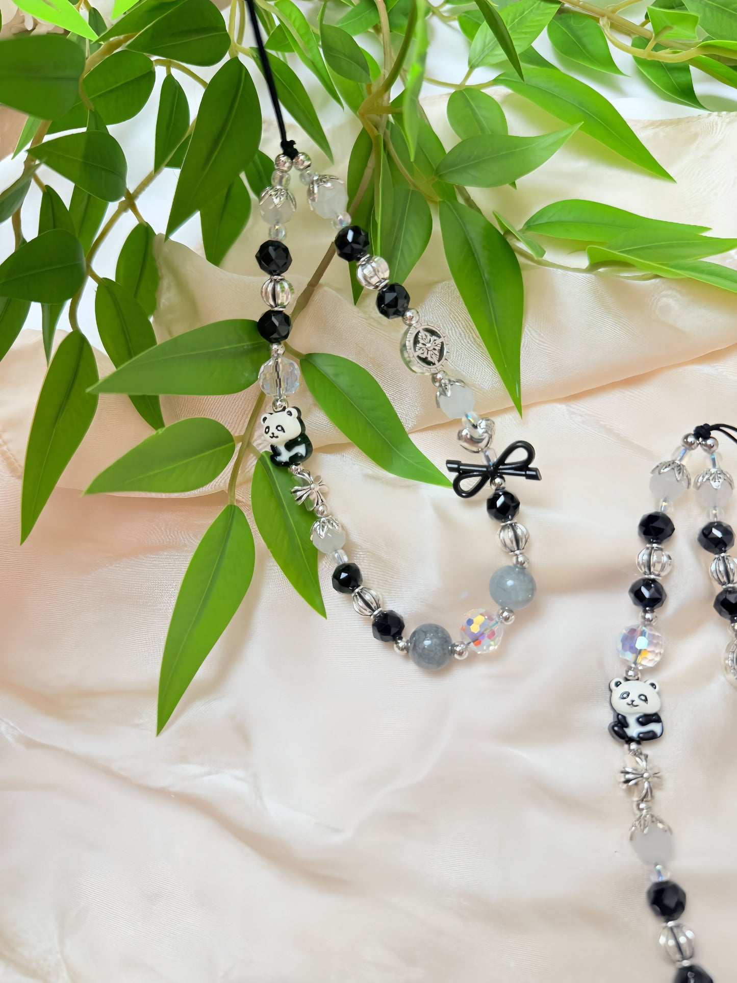 Cute Panda Phone Charm, Black Phone Charm, Pet Phone Charm