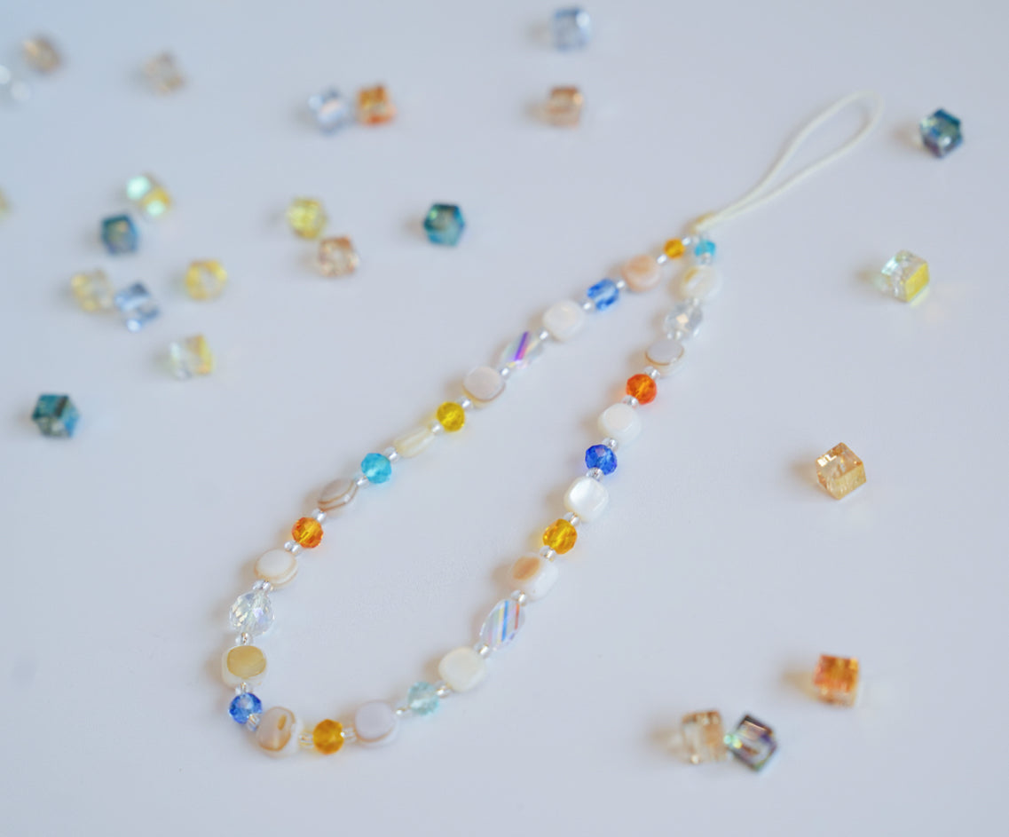 Rainbow Crystals and Shell Accents Phone Charm