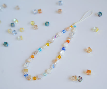 Rainbow Crystals and Shell Accents Phone Charm