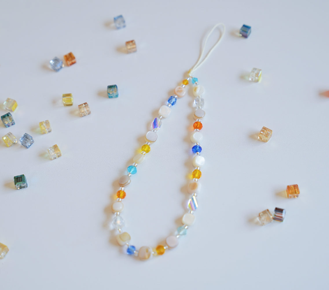 Rainbow Crystals and Shell Accents Phone Charm