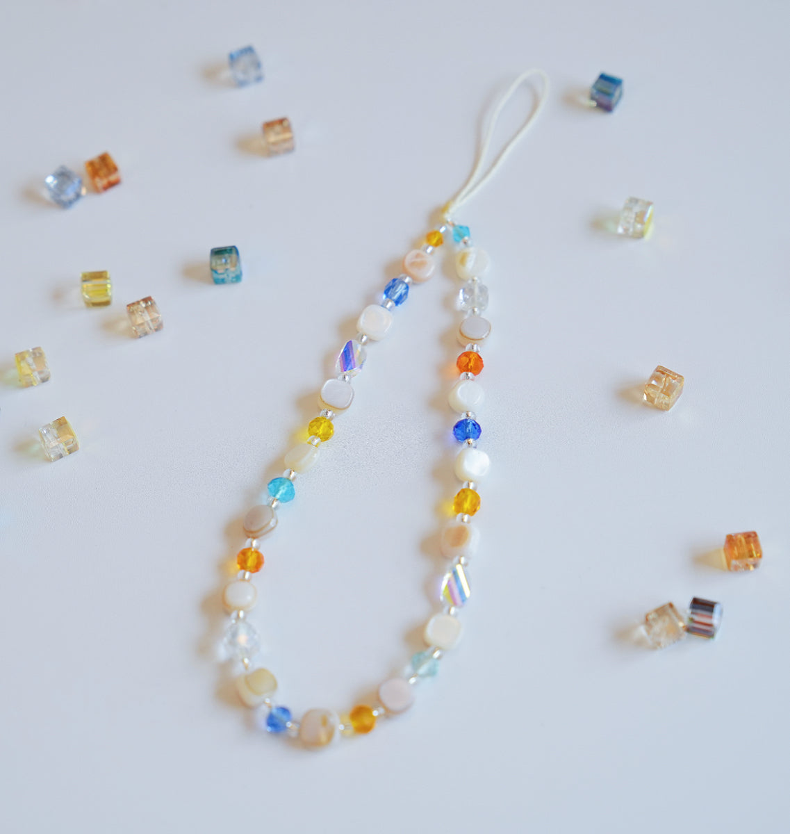 Rainbow Crystals and Shell Accents Phone Charm