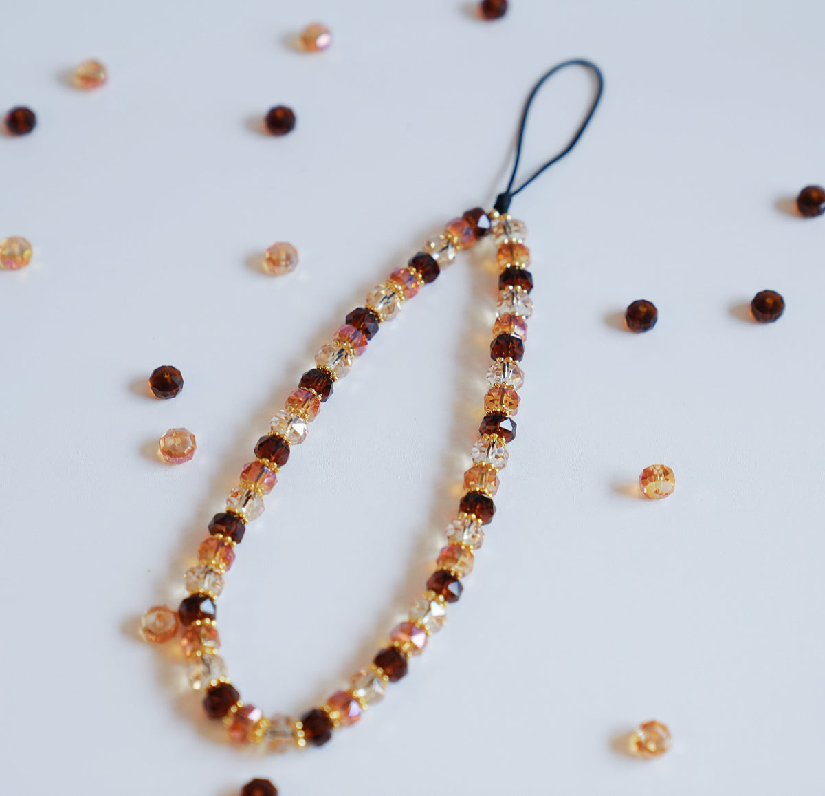 Toffee Crystal Beaded Phone Charm