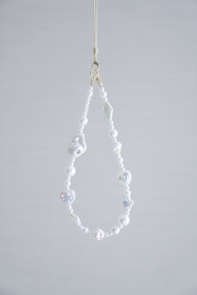 Vintage Baroque Pearl Phone Charm, Rhinestone Detail