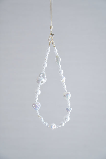 Vintage Baroque Pearl Phone Charm, Rhinestone Detail
