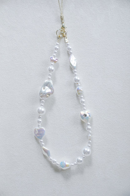 Vintage Baroque Pearl Phone Charm, Rhinestone Detail