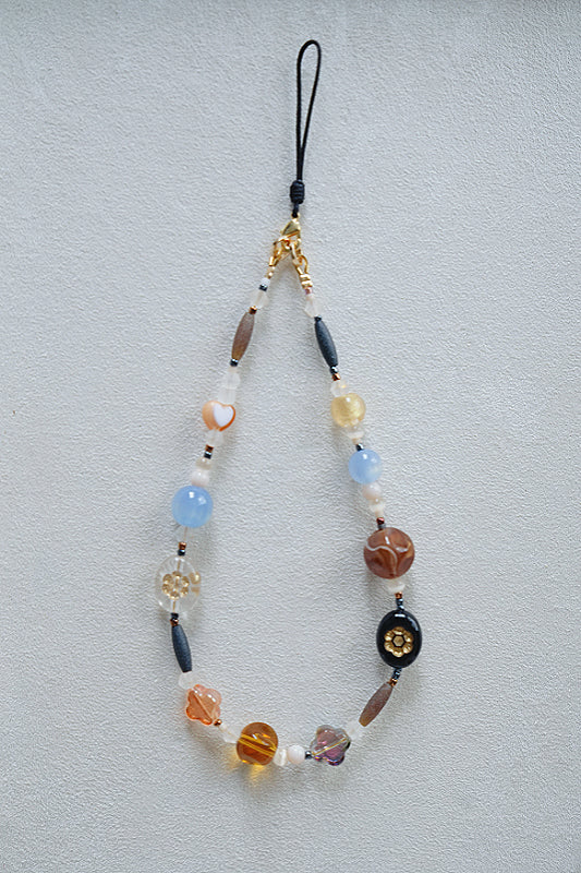 Vintage Boho Beaded Phone Charm, Czech Beads