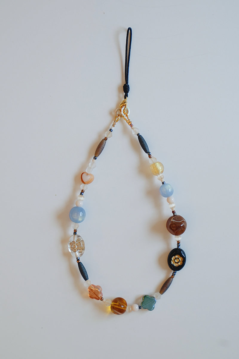 Vintage Boho Beaded Phone Charm, Czech Beads