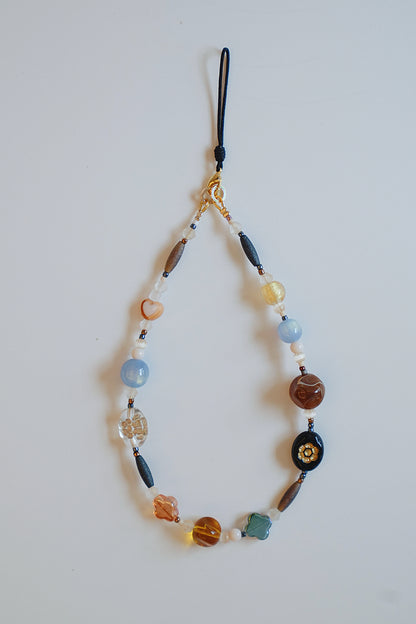 Vintage Boho Beaded Phone Charm, Czech Beads