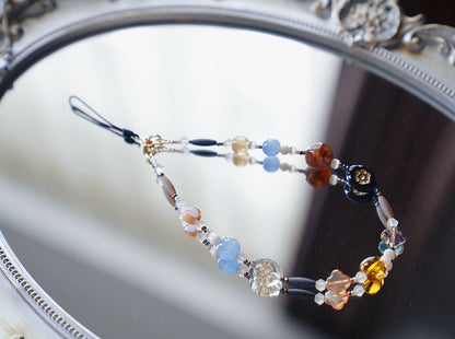 Vintage Boho Beaded Phone Charm, Czech Beads