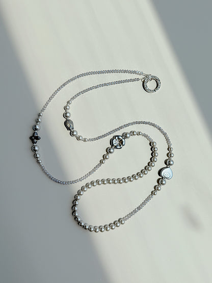 Grey Pearl Crossbody Phone Strap, Crossbody Strap, Anti-Theft Phone Lanyard