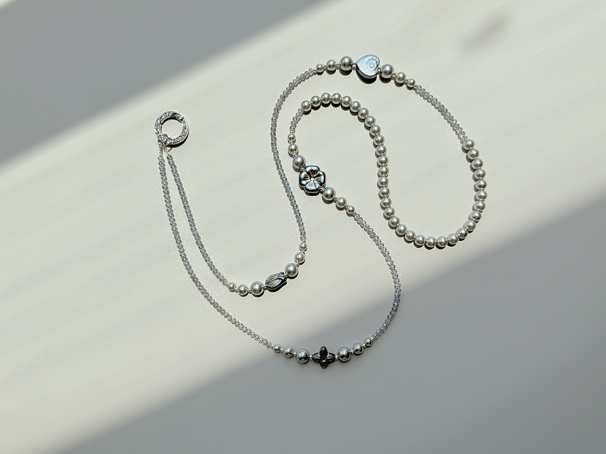 Grey Pearl Crossbody Phone Strap, Crossbody Strap, Anti-Theft Phone Lanyard