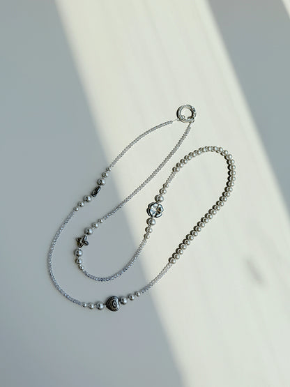 Grey Pearl Crossbody Phone Strap, Crossbody Strap, Anti-Theft Phone Lanyard