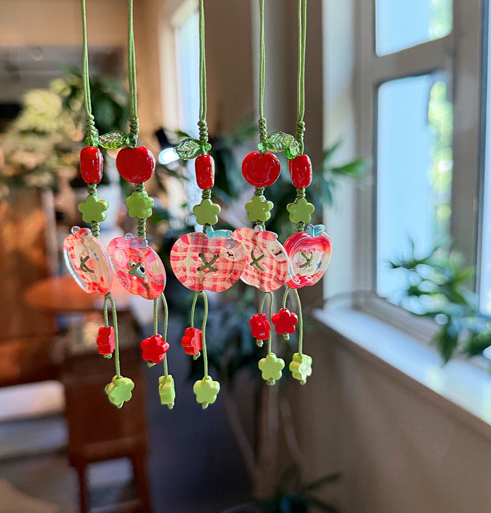 Cartoon Apple Phone Charm: Short Y2K Kawaii Wrist Lanyard, kawaii phone accessory gift