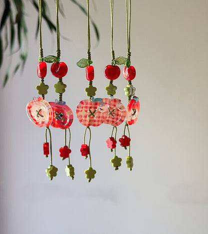 Cartoon Apple Phone Charm: Short Y2K Kawaii Wrist Lanyard, kawaii phone accessory gift