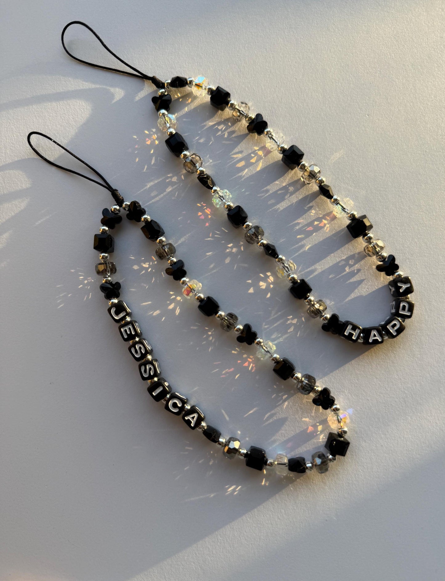 Personalized Crystal Beaded Phone Charm, Phone Strap
