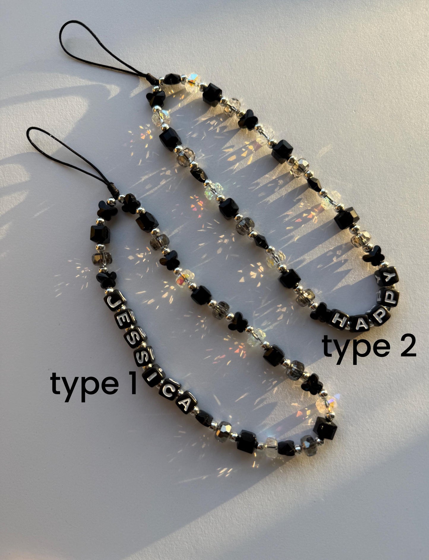 Personalized Crystal Beaded Phone Charm, Phone Strap
