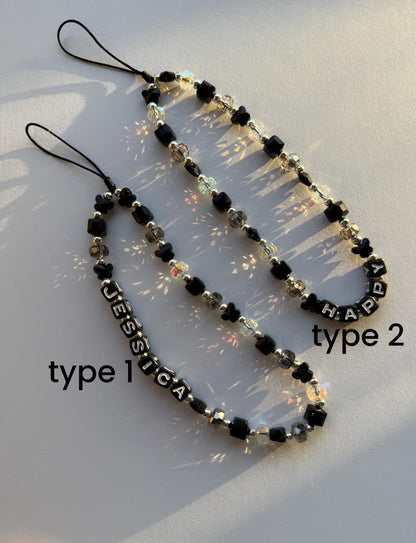 Personalized Crystal Beaded Phone Charm, Phone Strap