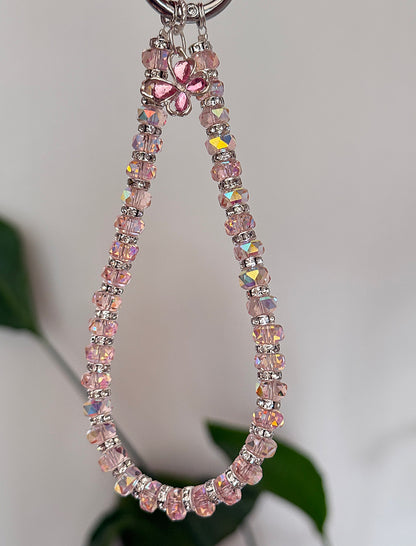 Pink Crystal Phone Charm, Butterfly Phone Strap, Bag Charm