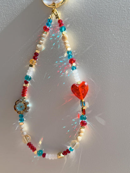 Beaded Phone Charm, Phone Wrist Strap, Crystal, Stylish Phone Charm, Flower Phone Charm, Stylish phone charm, Valentine's Day Gifts