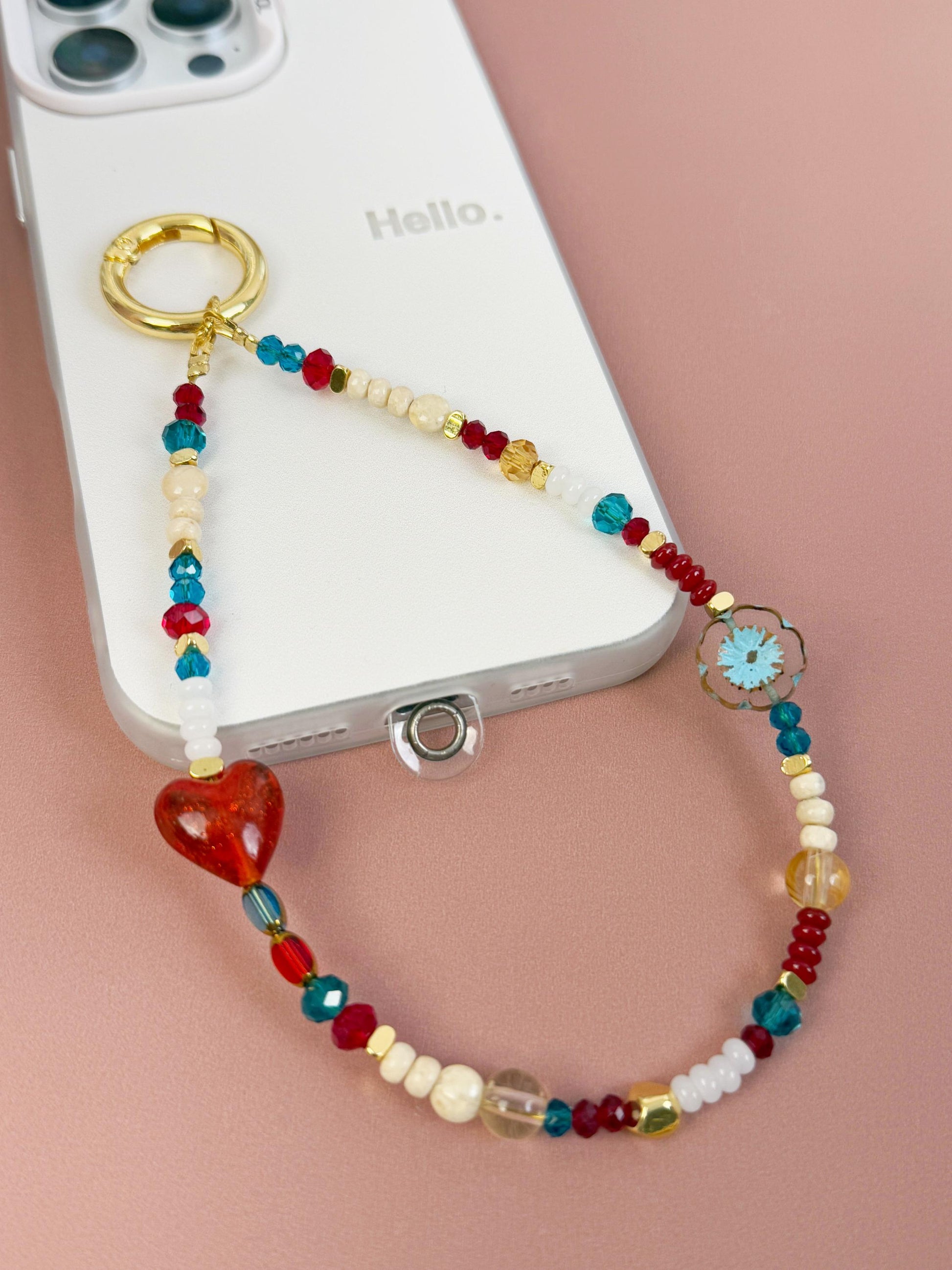 Beaded Phone Charm, Phone Wrist Strap, Crystal, Stylish Phone Charm, Flower Phone Charm, Stylish phone charm, Valentine's Day Gifts