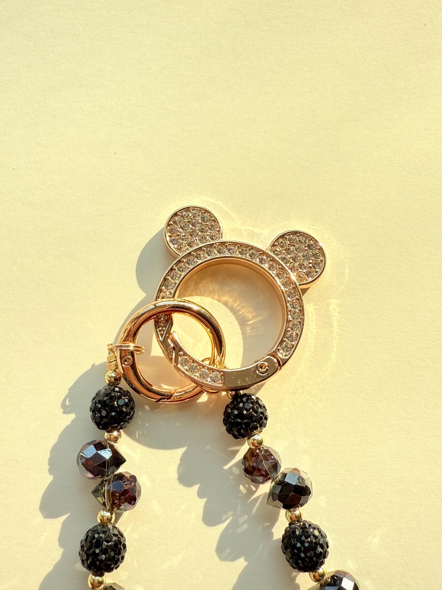 Black Beaded Phone Charm, Pet Phone Charm, Cat Phone Charm, Bead Phone Strap, Crystal, Cat Charm, Valentine's Day Gifts, Cat Gifts