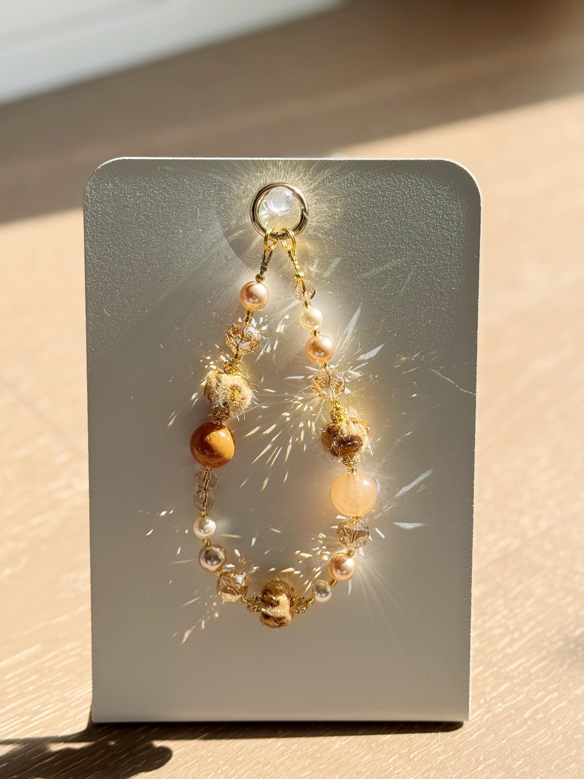 Animal Print Beaded Phone Charm, Pearl Phone Chain, Phone Wrist Strap, Brown Phone Charm, Phone Accessories, Valentine's Day Gifts