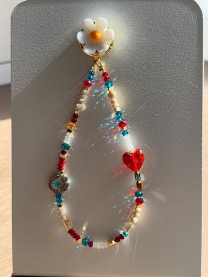 Beaded Phone Charm, Phone Wrist Strap, Crystal, Stylish Phone Charm, Flower Phone Charm, Stylish phone charm, Valentine's Day Gifts
