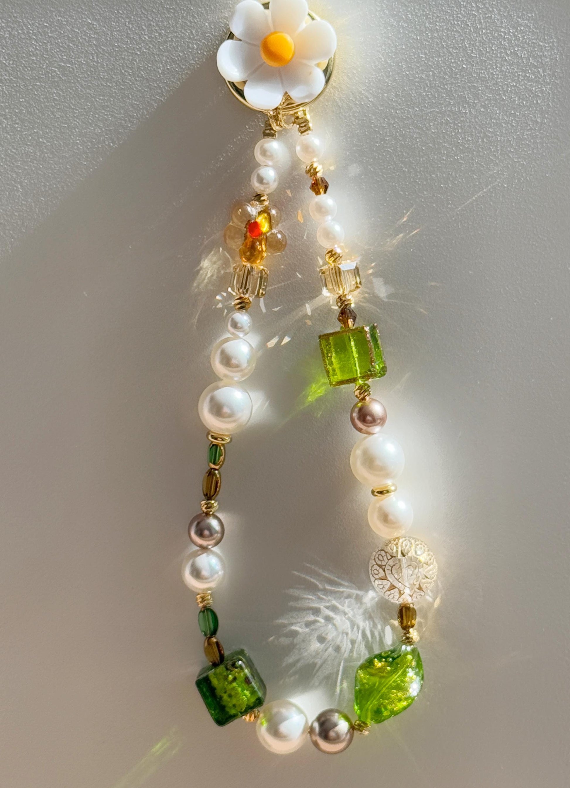Green Phone Charm, Czech Glass Beads Phone Charm, Phone Strap, Crystal Phone Charm, Vintage Phone Charm, Phone Chain, Stylish Phone Charm