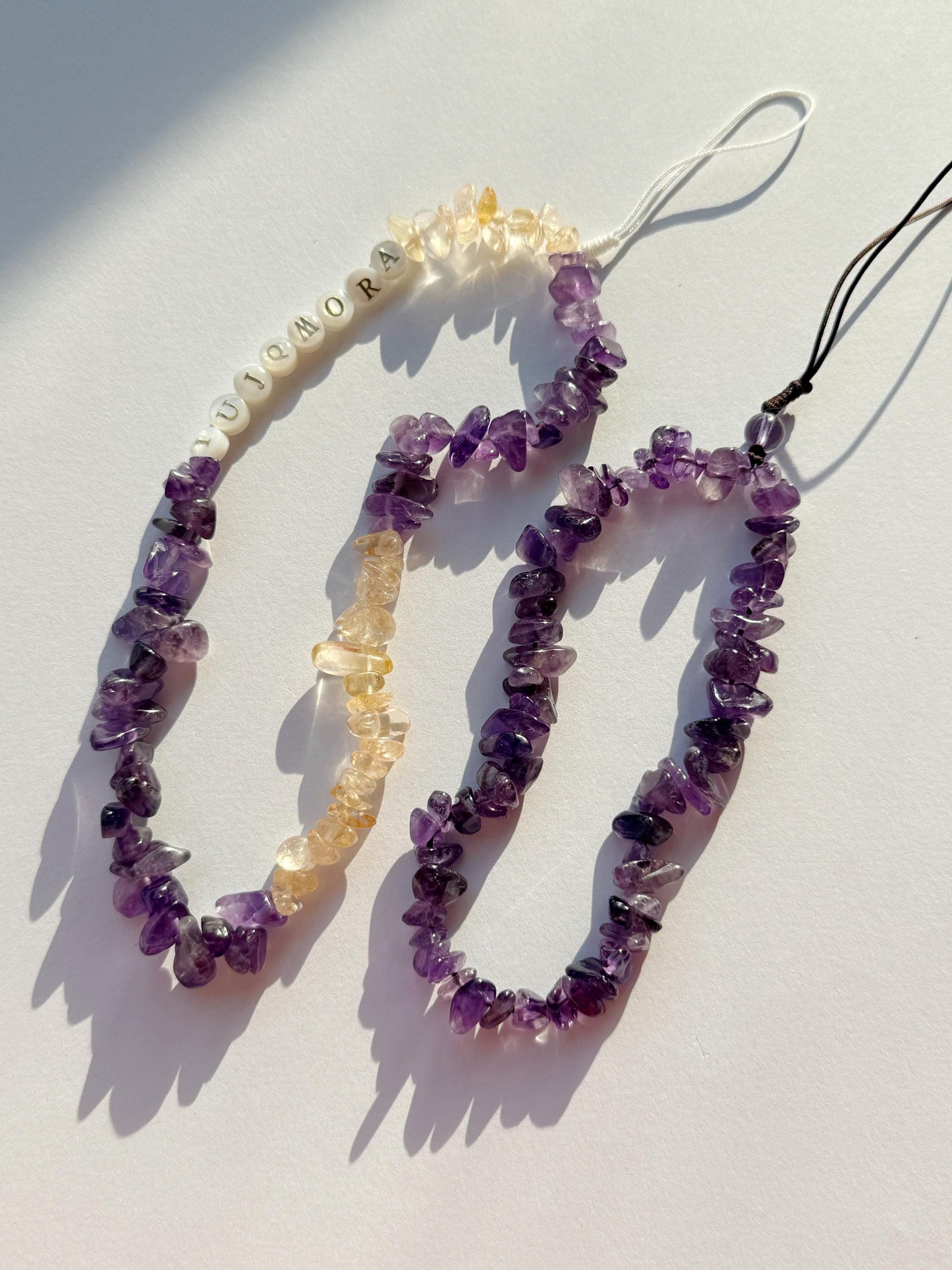 Personalised Crystal Phone Charm, Crystal Healing, Healing Stones, Name Gift, Purple Phone Strap,Amethyst Citrine Charm, Mothers Day Gift